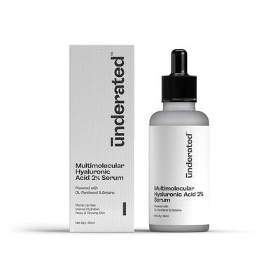 Underated 2% Hyaluronic Acid Serum for Intense Hydration | Multimolecular Hyaluronic Acid Face Serum for Plump, Glowing Skin | Daily Hydrating Seru