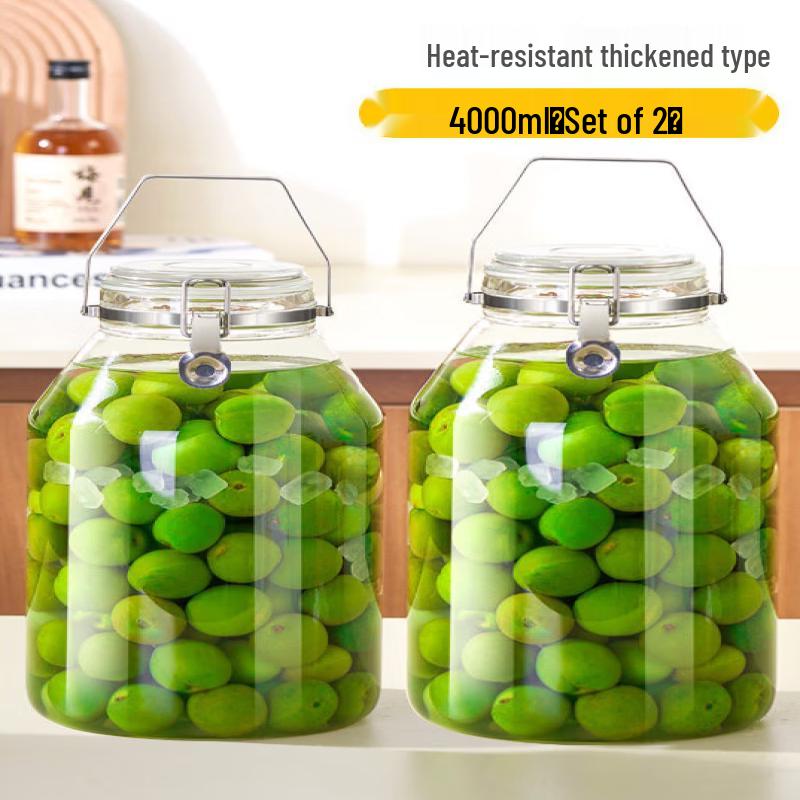 Lantuan 4L Glass Fermentation Jars with Auto-Venting Handle (2-Pack)