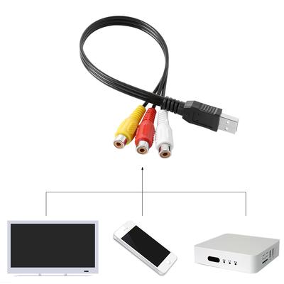 Audio USB 2.0 HDTV TV Video Adapter Converter Cable AV Cord USB Male To 3-RCA Female