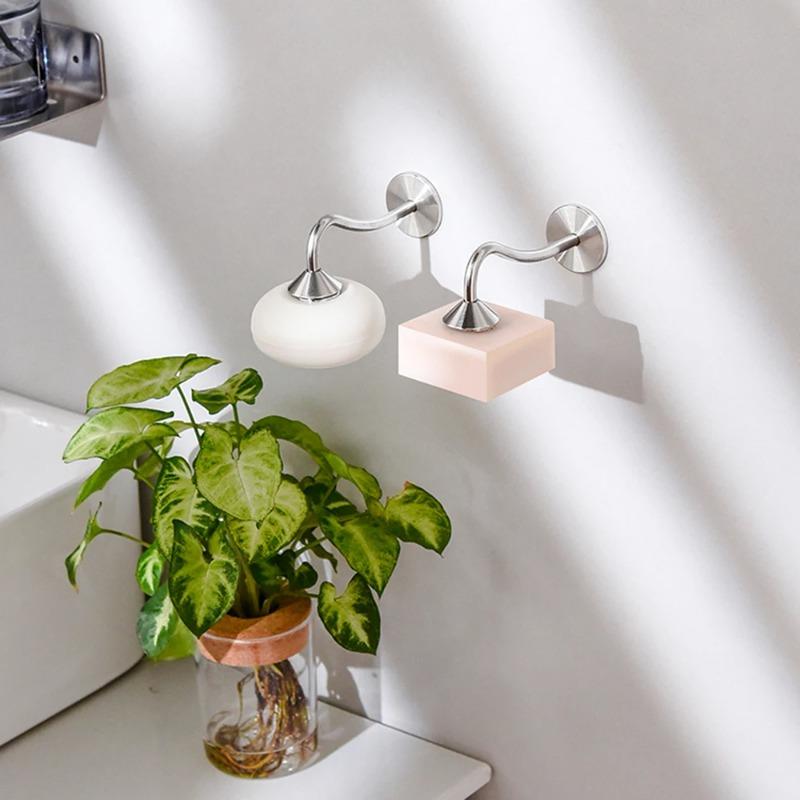 Portasapone Magnetico in Acciaio Inossidabile, Multifunzione da Parete Autodrenante, Per Bagno, Cucina, Cabina Doccia