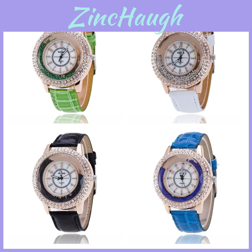 Elegant Women's Pearl Shell Dial Watch With Stylish Rhinestone Accents And Pu Band