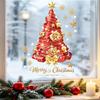 Reusable Glass Film 2Pcs Christmas Tree Static Stickers, Red Ribbon Window Clings, Clings Removable PVC Stickers for Home Store Doors Decorations