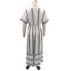 Maxi Robe d'Été pour Femmes Rayée Manches Courtes Col en V Robe évasée Décontractée Vacances à la Plage Fluide Robe d'été coupe A