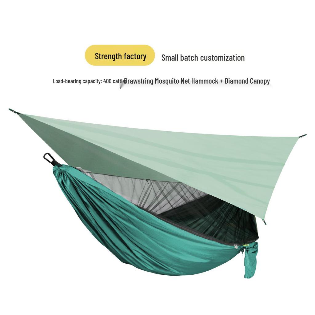 Mosquito Net Hammock with Sunshade Tarp - Outdoor Quick-Open Rainproof Set