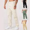 Herren Herbst Patchwork Cargo-Hose mit großen Taschen - Lässig, einfarbig, lockere Passform, schmaler Beinabschluss