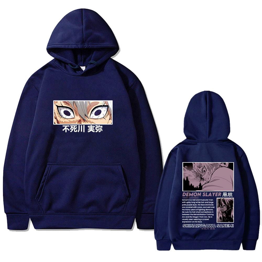 Anime Demon Slayer Shinazugawa Sanemi Hoodie Kimetsu No Yaiba Hooded Sweatshirt Men's Women's Fashion Oversized Hoodies
