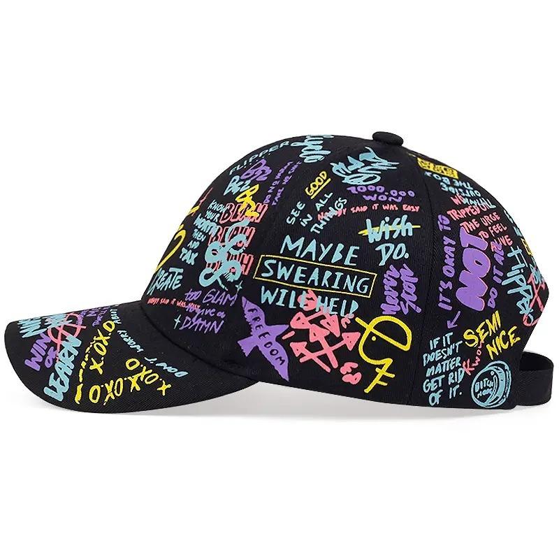 Color graffiti hip-hop baseball cap casual sunscreen printed cap personalized hat trendy men and women
