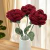 1-10Pcs Knitting Flower Sunflower Home Decoration Knitted Rose Bouquet Teacher's Day Mother's Day Birthday Gift Handmade Bouquet