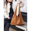 Women's Deer Skin Suede Tote Bag Cowhide Autumn Winter Casual Commuting Shoulder Bag Feng Shui Bucket Style