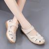 Fashion Genuine Leather Sandals Fashionable New Summer Comfortable Soft Sole Mother Shoes Cowhide Velcro Casual Women's Shoes Flat Sole