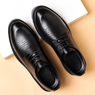 Sapatos que aumentam a altura sapatos masculinos 10cm sandálias de verão sola grossa roupa de negócios sapatos vazados respiráveis que aumentam a altura sapatos de couro ocos