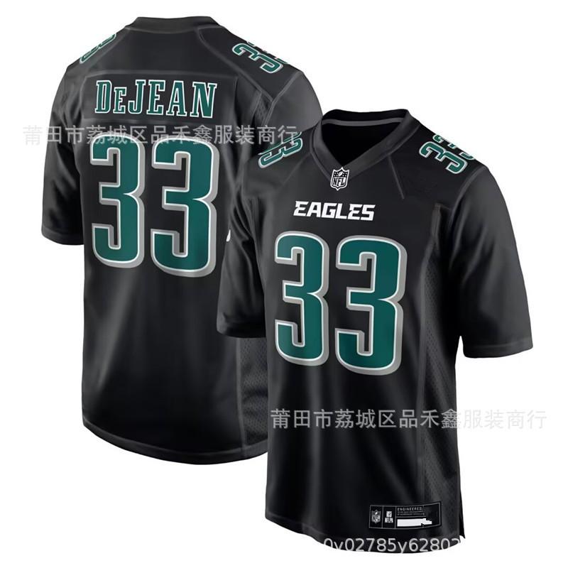 Philadelphia Eagles Retro Black Football Jersey Mens Hurts 1 Barkley 26 Cotton Uniform Rugby Fan Wear