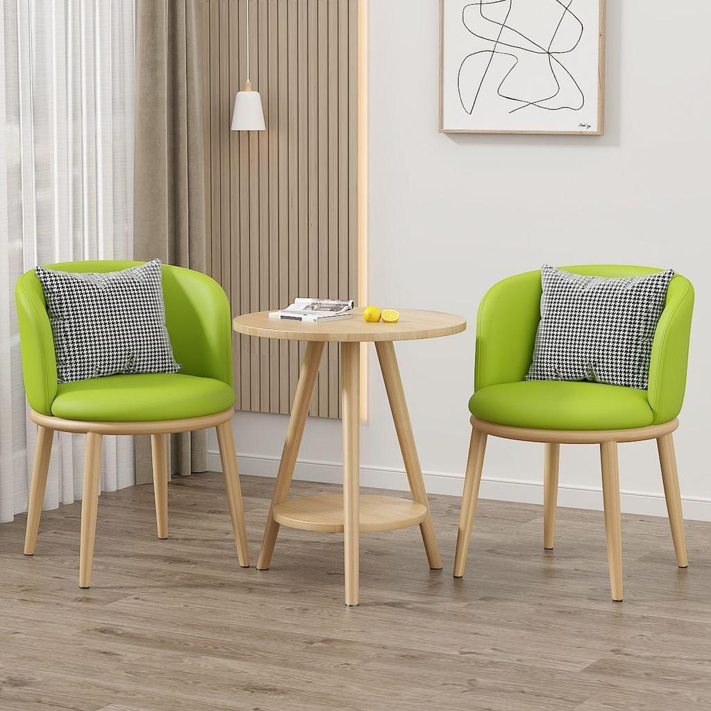 Light Luxury Balcony Tea Table & Chairs Set: Modern 3-Piece for Hotel or Bedroom - Includes One Table & Two Chairs