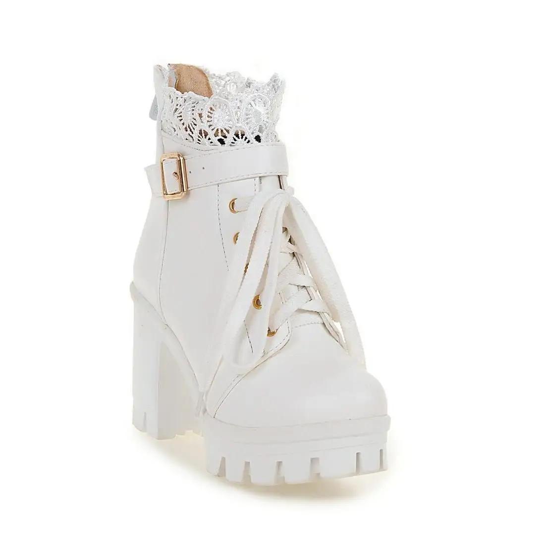 

Rome Women s Boots Ankle Spring Autumn and Winter Single Boots 9CM Square Heel Metal Decoration High Quality Dance Women Shoes 34 білий