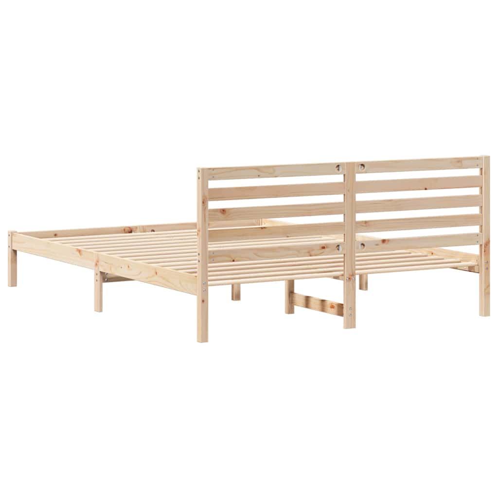 Bed Frame with Headboard Brown 160 x 210 cm Solid Pine Wood