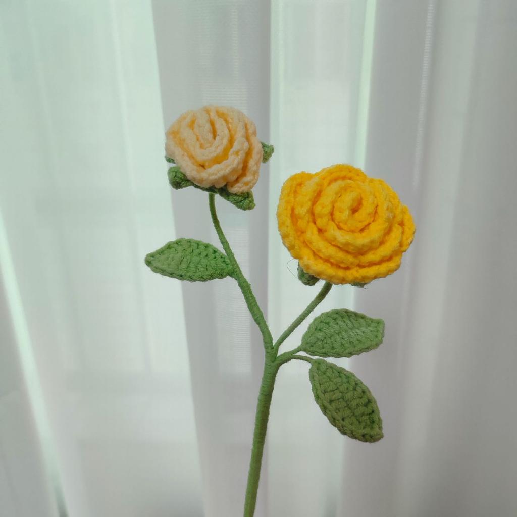 Mini Rose Crochet Flowers Creative Knitted Flowers Crochet Woven Flower Bouquet Wedding Party Home Decor Gift