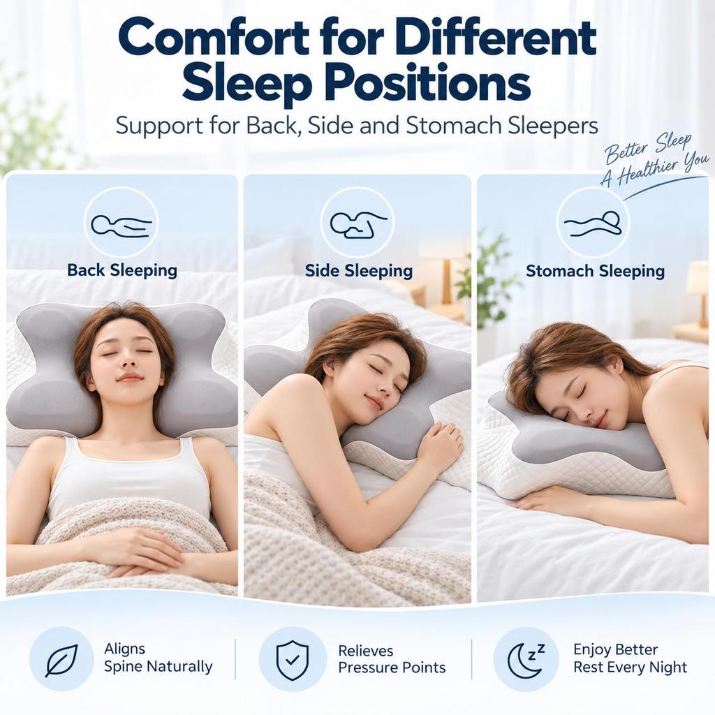 Ergonomisches Nackenkissen, Orthopädisches Bettkissen aus Memory-Schaum