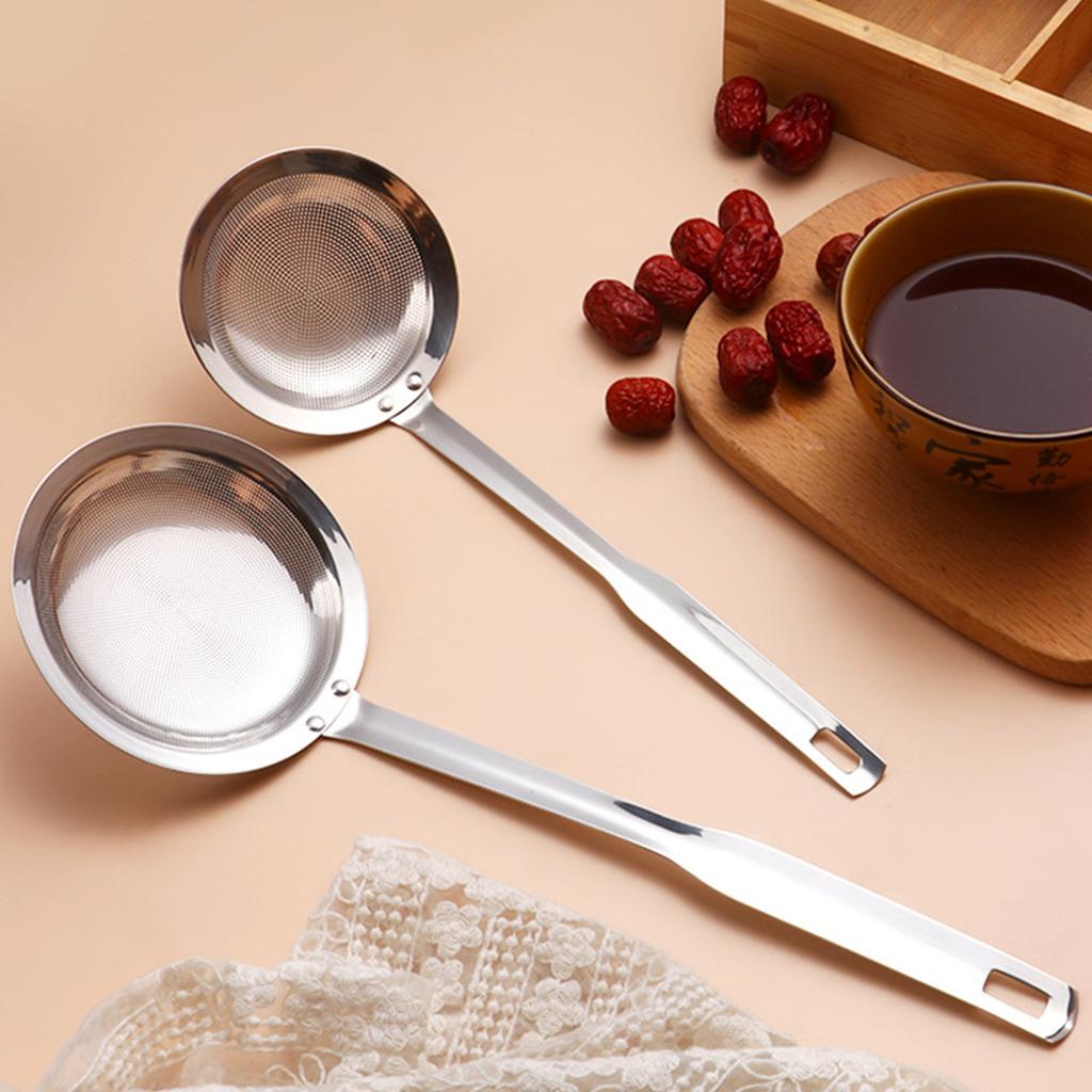 304 Stainless Steel Fine Mesh Strainer Flour Sieve Spoon Colander with Ergonomic Handle for Poached Eggs and Noodles