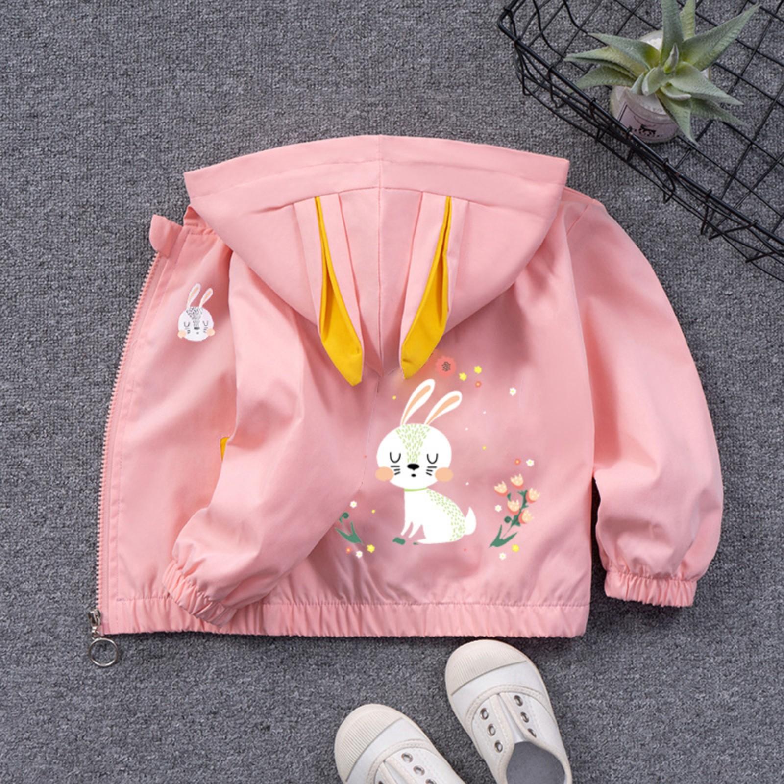 

Girls Coat Windbreaker Jacket Casual Hooded Top 120 рожевий
