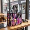 Gothic Floral Skull Tote Bag Fashion Durable Daily Carry Handbag for Women