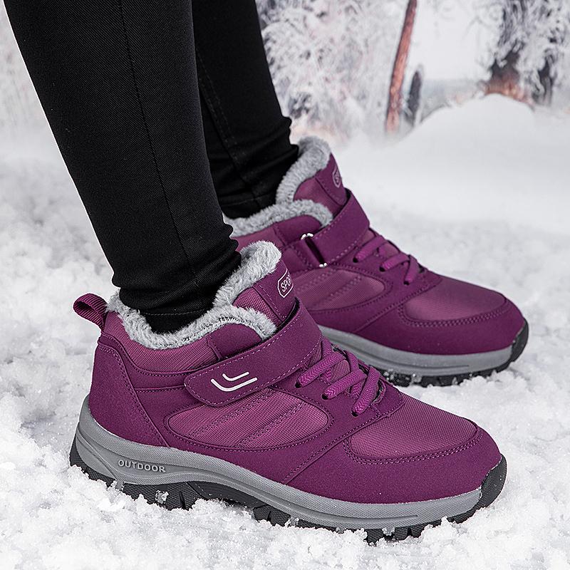 Женские хлопковые туфли плюс бархат теплые уличные спортивные прогулочные туфли кожаные — фото 11