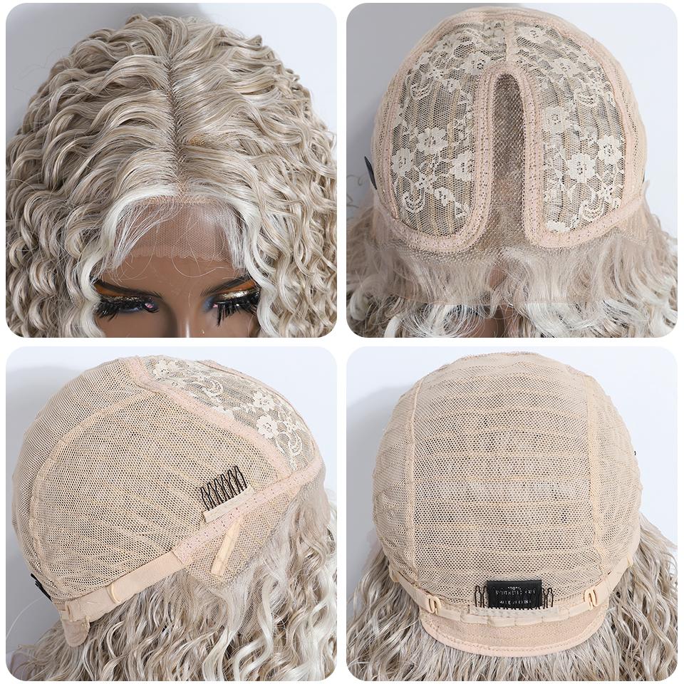 Noble Cosplay Wig Synthetic Lace Part Wig Long Curly 31Inch Cosplay Wig Blonde Ombre Lace Wig for Black Women Synthetic Lace Wig