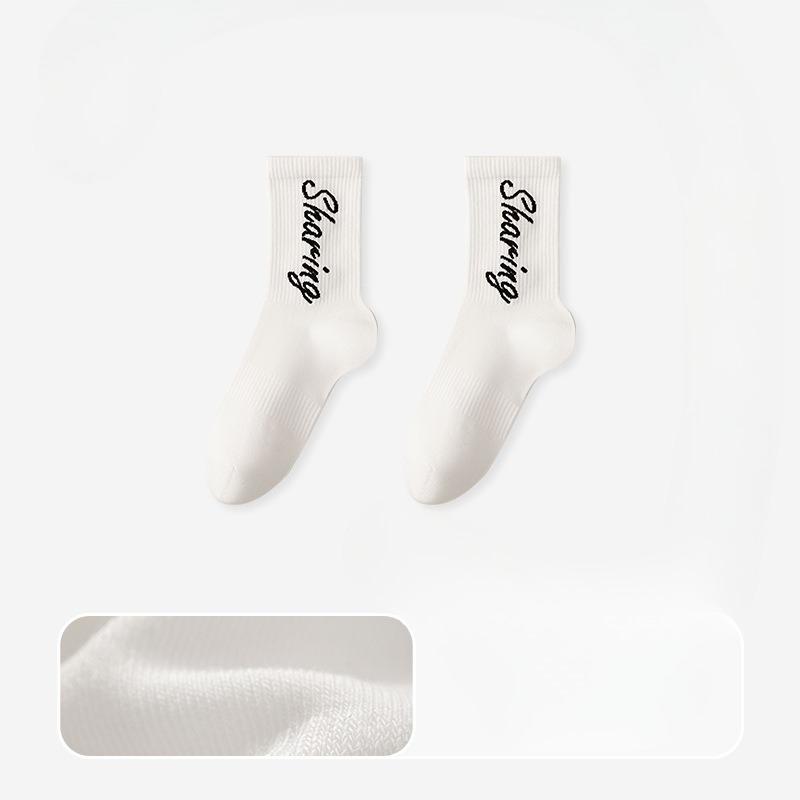 

Men s Autumn English Letter 10A Anti Bacterial Deodorant Sports Tube Socks 1 pair бежевый