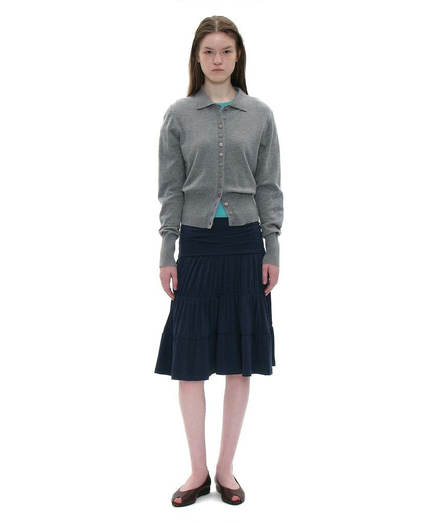 Partimento Woman Pwc Jersey Shirred Tiered Midi Skirt_Navy