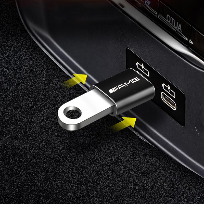 1Pcs Car Usb Type C Cable Converter Charging Adapter Car Accessories For Mercedes Benz AMG W212 W205 W246 W176 W213 GLC GLE GLS ML Welcome Laser Lamp