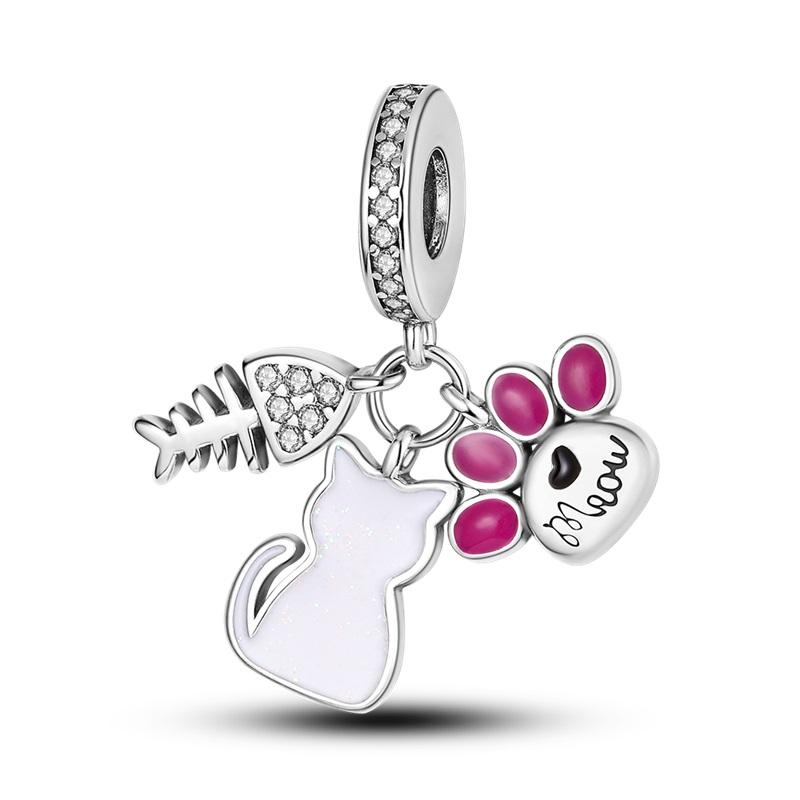 Pet Charms Copper Animal Dog Cat Bear Rabbit Elephant Charms Beads Fit 3Mm Bangle Bracelet Diy Jewelry