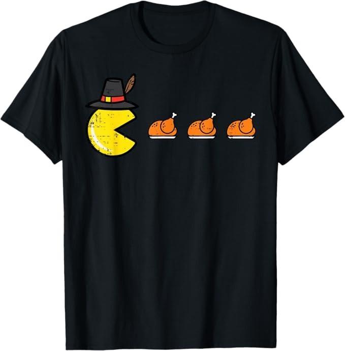 

Thanksgiving Video Game Eating Turkey Gamer Men Women Kids T-Shirt XL