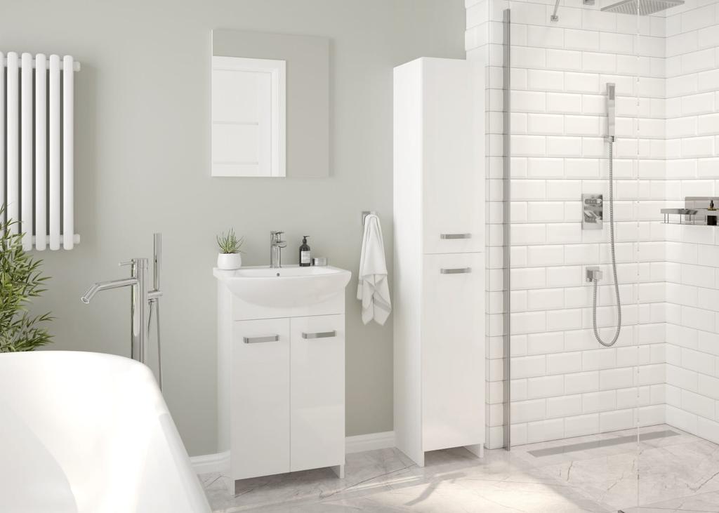 Bathroom set: cabinet with sink 50 white on legs Mila