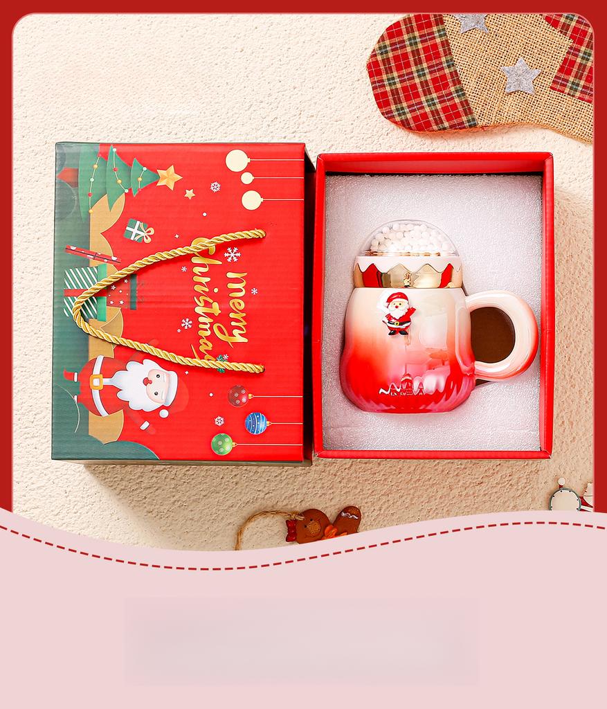 Cană ceramică de Crăciun, cană de Crăciun cu aspect înalt, cană de apă de Moș Crăciun, suvenir cadou, cană cadou