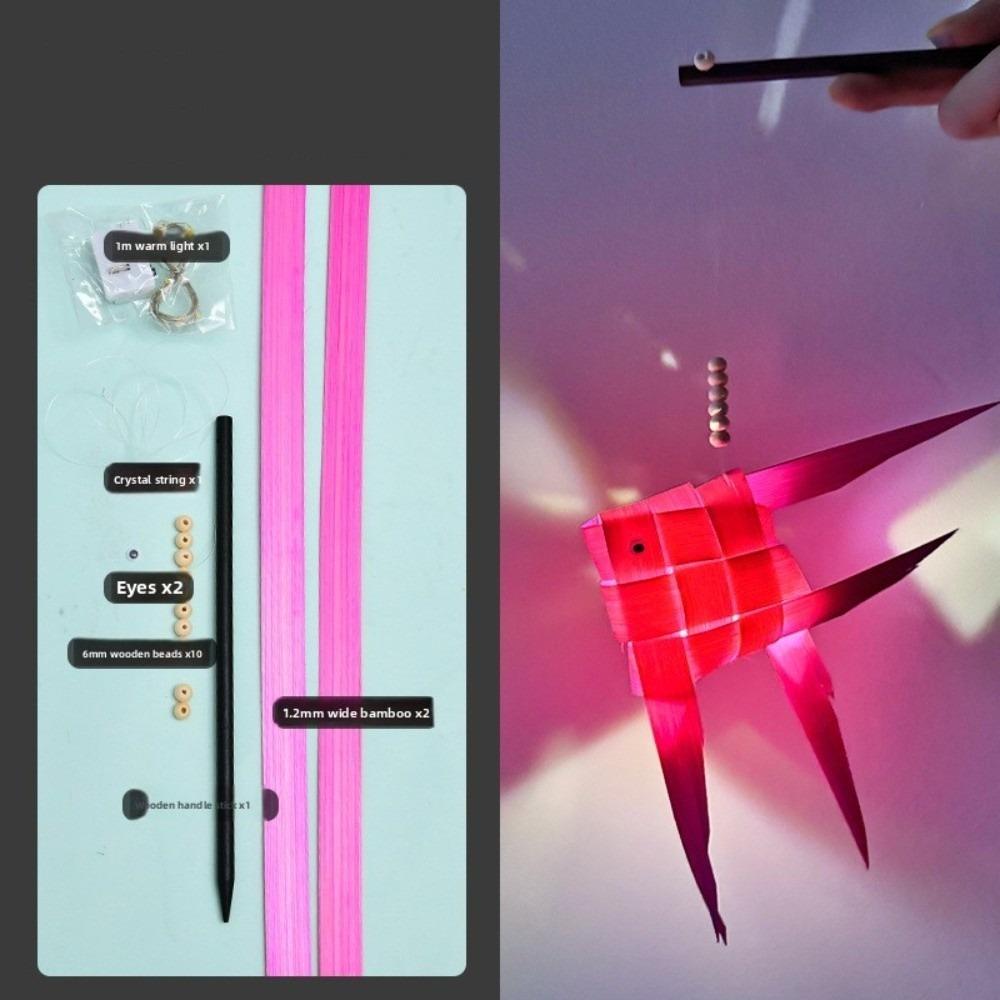 Hand-Woven Portable Koi Lantern Crafts Mid-autumn Festival LED Light Room Decorations