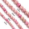 Natural Stone Beads 6 8 10 12mm Pink Travertine Round Loose Spacer Beads For Jewelry Making DIY Bracelets Necklace Accessories