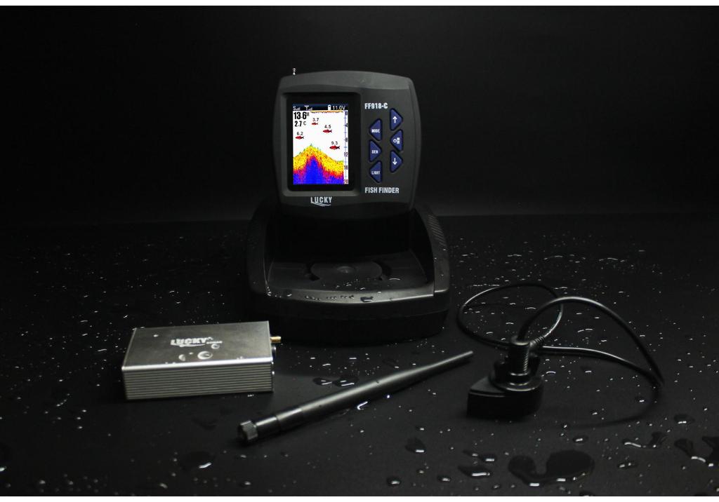 Leqi FF918C-WL Black Wireless Fish Finder Bait Boat with 300M Range.