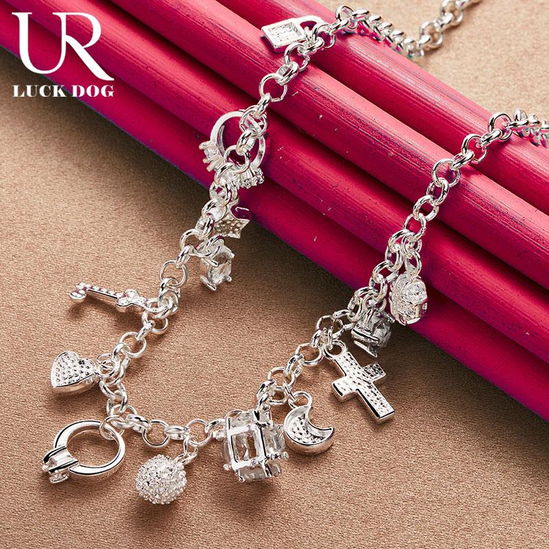 925 Sterling Silver AAA Zircon Key Lock Star Necklace Fashionable Wedding Jewelry