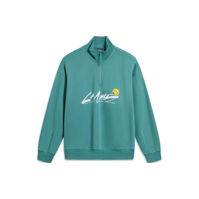 Li Ning X OG Slick Kollaboration Stehkragen Pullover Lockeres Sweatshirt Unisex Sweatshirt Frost-Grün AWDT445-5