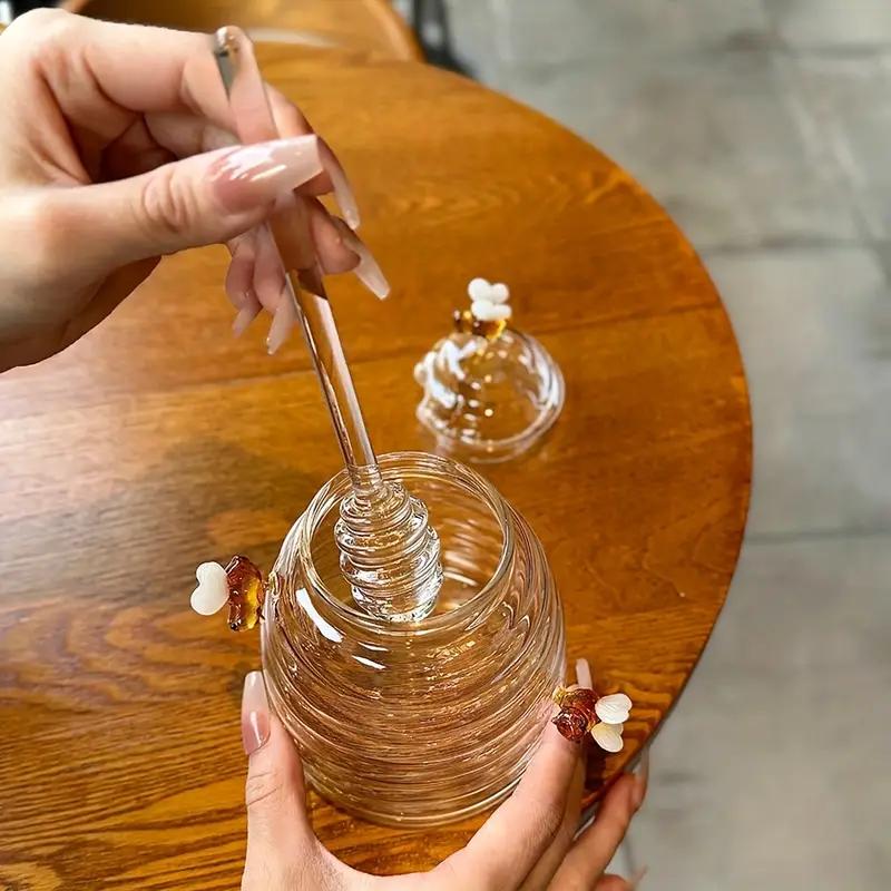 Glass Honey Jar with Lid & Stirrer – Creative Honey Pot for Home Use