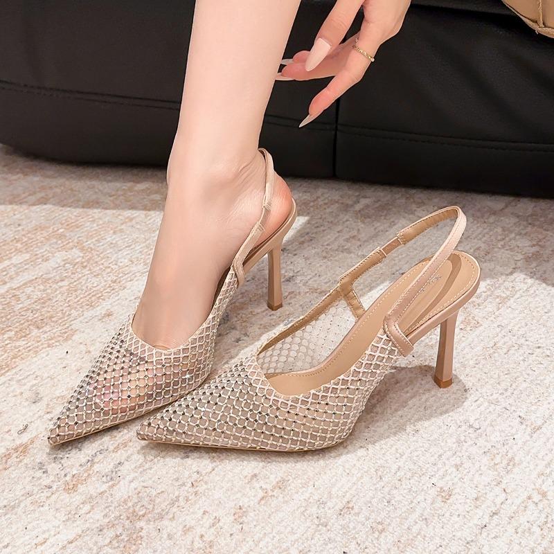 9-1 Fashion pointed mesh high-heeled single shoes nightclub new thin-heeled women's shoes