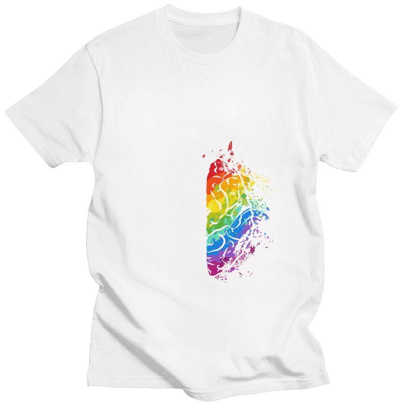 Embrace Neurodiversity Autism Awareness Colorful Brain TShirt Pure Cotton Tee Tops O Neck Tshirts Casual ShortSleeve Clothing