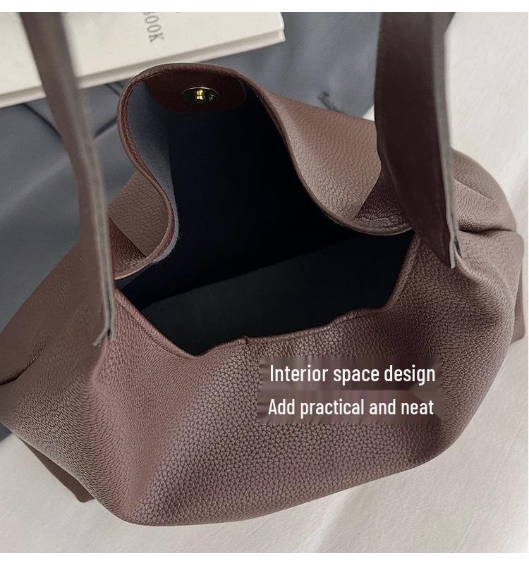 Retro Solid Color Tote Bag - Versatile Large Capacity Women's Handbag