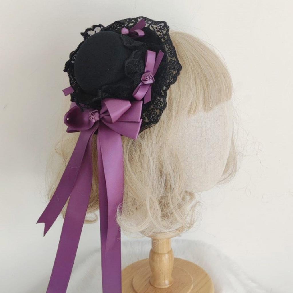 Lolita Lace Gothic Hair Hat with Clip Bowlers Hat Surprise Gift for Girlfriend Party Cosplay Decorative Fancy Top Hat