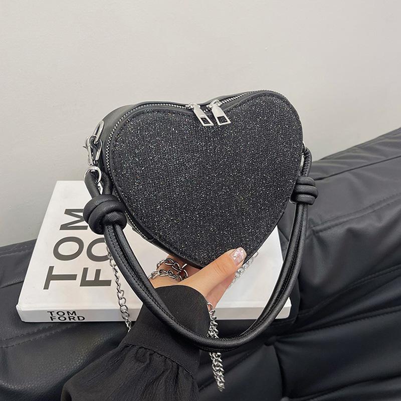 Mote Paljett Hjerteform Skulderveske Kjedestropp Crossbody Vesker For Kvinner Daglig Bruk Damehåndvesker Og Lommebøker