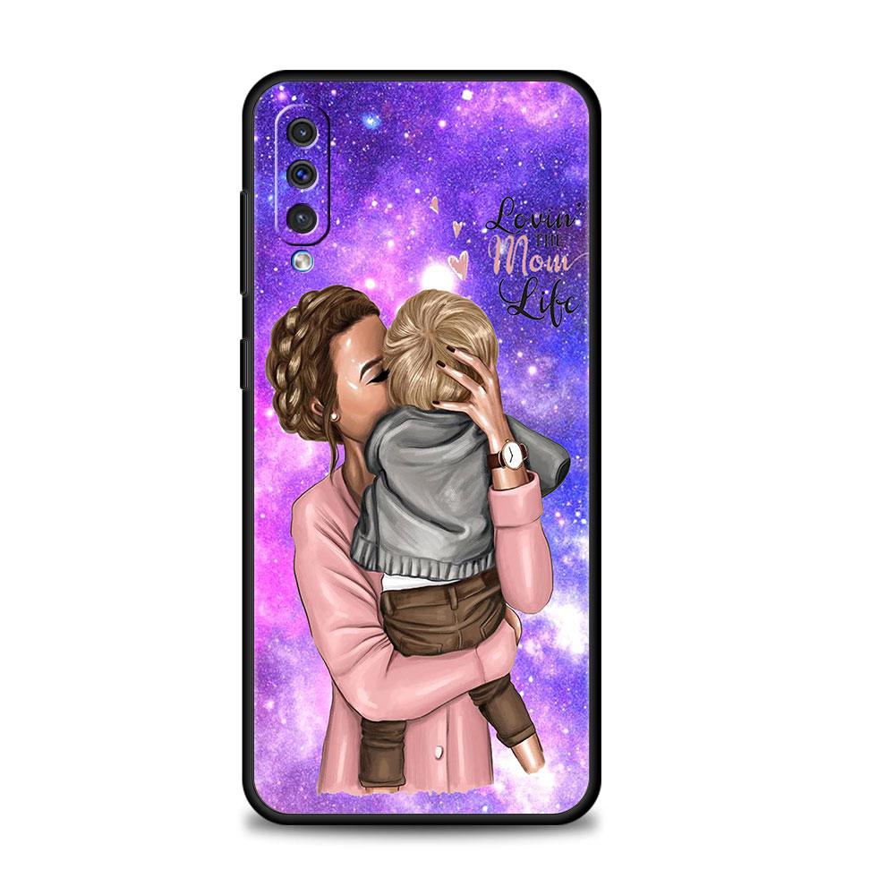 Capinha Cellphone Funda Fashion Girl Super Mom Baby For Samsung Galaxy A50 A10s A70 A30 Note 20 Ultra 10 A20e A40 A20s A10