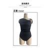 Women Black Sleeveless Oblique Shoulder Metal Buckle Slim Waist Fitted Bodysuit