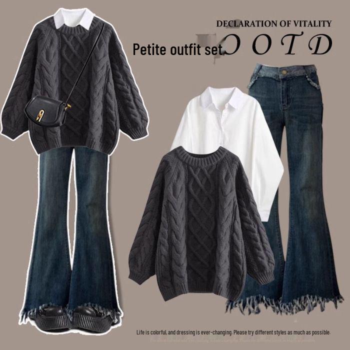 Women's Red High-End Loose Knit Sweater - Lazy Style for Spring, Autumn, Winter 2025