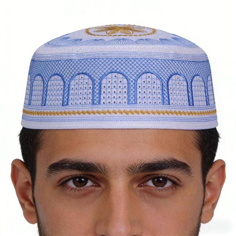 Lightweight Breathable Polyester Embroidered Hat Stylish Muslims Headwear Perfect For Outdoor Activities And Travel