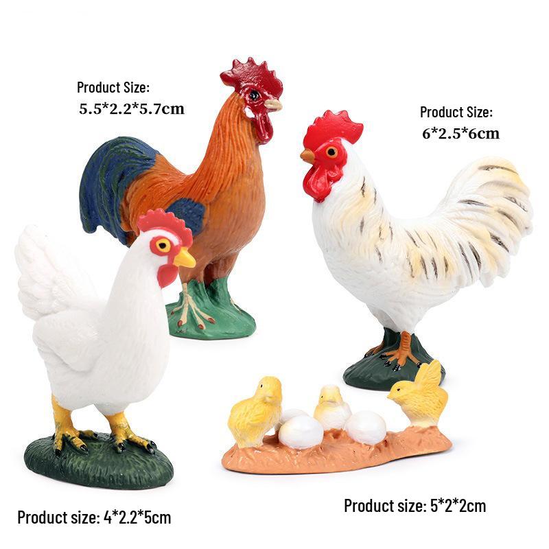 Animal Model Ranch Set: Chicken, Dog, Cow, Sheep, Horse Miniature Toy Scene