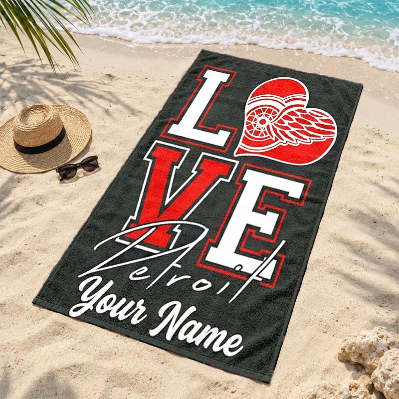 Detroit Red Wings Custom Name Beach towels also serve as bath towels summer essential a musthave for the outdoors the beach and the pool